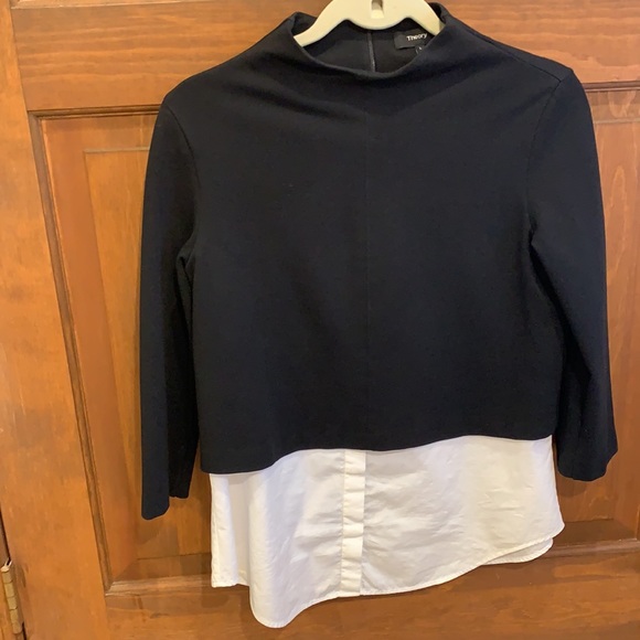 Theory Gracila layered mock-neck Top Large - Picture 3 of 13